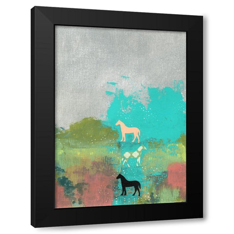 3 Horses Black Modern Wood Framed Art Print by Ogren, Sarah