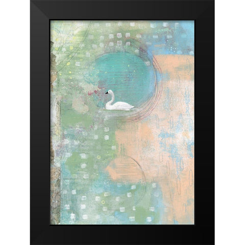 Swan Pond Black Modern Wood Framed Art Print by Ogren, Sarah