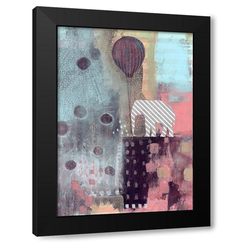 The Elephant and the Balloon Black Modern Wood Framed Art Print by Ogren, Sarah