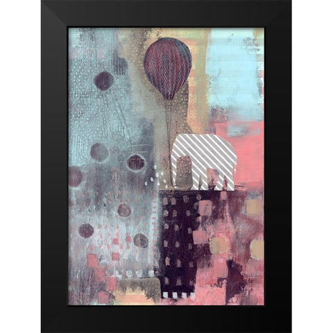 The Elephant and the Balloon Black Modern Wood Framed Art Print by Ogren, Sarah