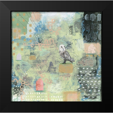Houses and an Owl Black Modern Wood Framed Art Print by Ogren, Sarah