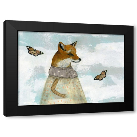 The Red Fox and the Monarchs Black Modern Wood Framed Art Print with Double Matting by Ogren, Sarah