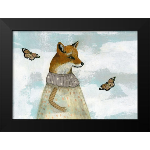 The Red Fox and the Monarchs Black Modern Wood Framed Art Print by Ogren, Sarah