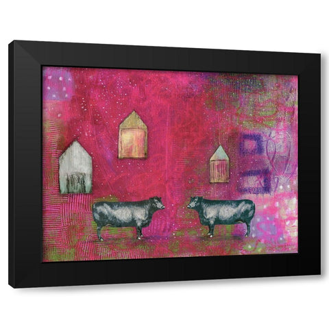 Hot Pink Bull Black Modern Wood Framed Art Print by Ogren, Sarah