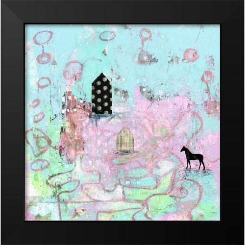 The Pink Road Black Modern Wood Framed Art Print by Ogren, Sarah