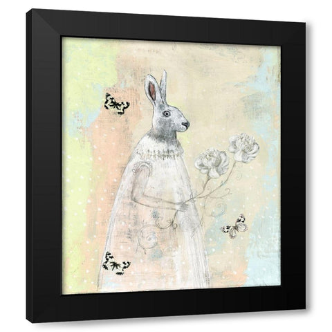 New Beginnings Rabbit Black Modern Wood Framed Art Print with Double Matting by Ogren, Sarah