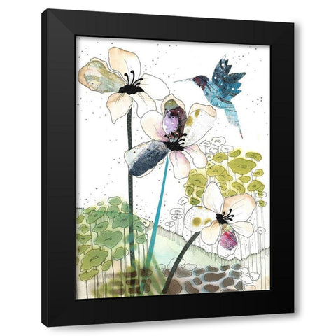 Flowers and a Hummingbird Black Modern Wood Framed Art Print by Ogren, Sarah