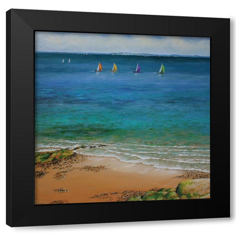 Spinnakers Up Black Modern Wood Framed Art Print with Double Matting by Francis, Sandra