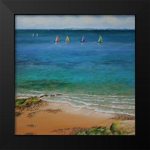 Spinnakers Up Black Modern Wood Framed Art Print by Francis, Sandra