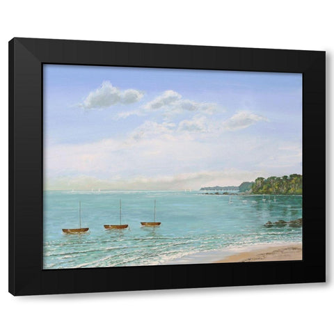 Three Dinghies Moored Black Modern Wood Framed Art Print by Francis, Sandra