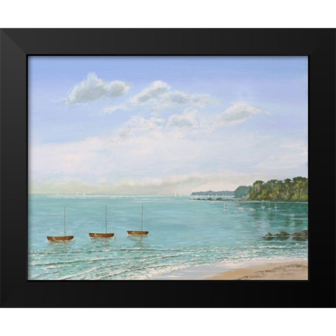 Three Dinghies Moored Black Modern Wood Framed Art Print by Francis, Sandra