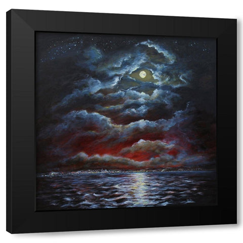 Moody Moon Light II Black Modern Wood Framed Art Print by Francis, Sandra