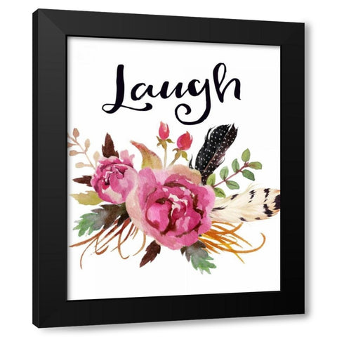 Laugh Black Modern Wood Framed Art Print by Moss, Tara