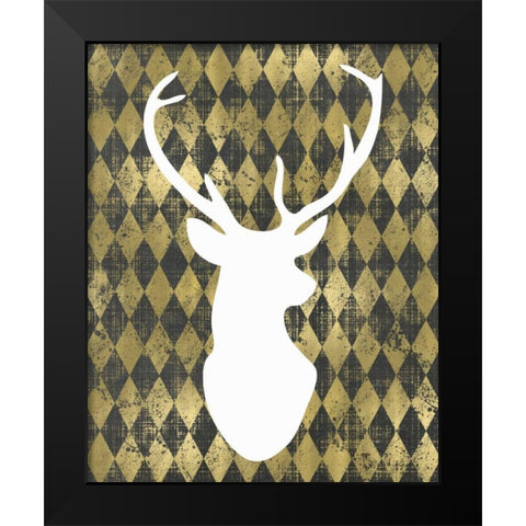 White Deerhead Black Modern Wood Framed Art Print by Moss, Tara