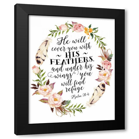 Psalm 91-4 Black Modern Wood Framed Art Print with Double Matting by Moss, Tara