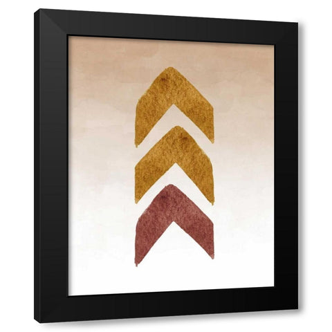 Gold and Maroon Tribal Arrows Black Modern Wood Framed Art Print by Moss, Tara