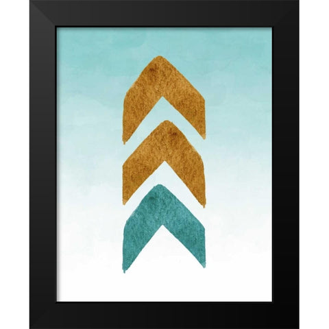 Gold and Teal Tribal Arrows Black Modern Wood Framed Art Print by Moss, Tara