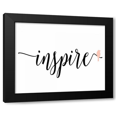 Pink Bird Inspire Black Modern Wood Framed Art Print with Double Matting by Moss, Tara