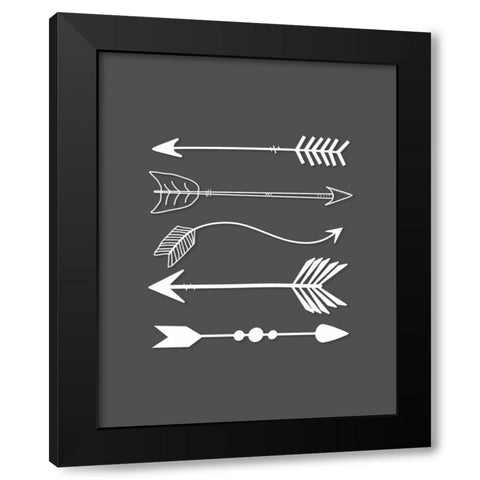 White Arrows on Gray Black Modern Wood Framed Art Print with Double Matting by Moss, Tara