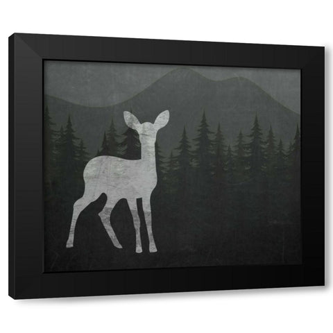 Chalkboard Deer Black Modern Wood Framed Art Print with Double Matting by Moss, Tara