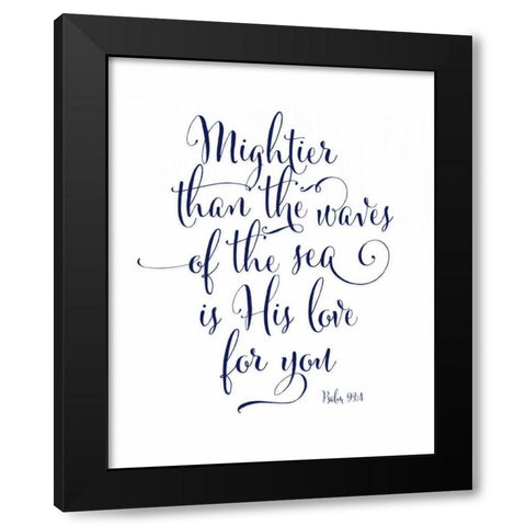 Dark Navy Mightier than the Waves Black Modern Wood Framed Art Print with Double Matting by Moss, Tara