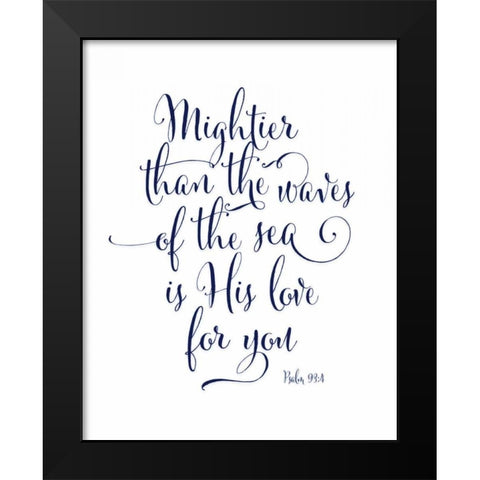 Dark Navy Mightier than the Waves Black Modern Wood Framed Art Print by Moss, Tara