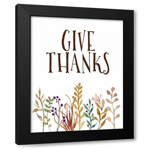 Give Thanks Black Modern Wood Framed Art Print with Double Matting by Moss, Tara