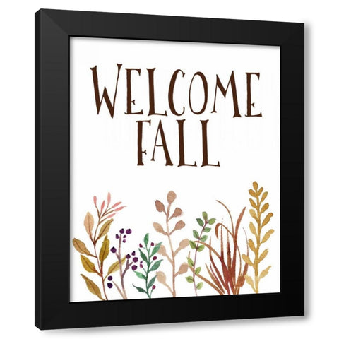 Welcome Fall Black Modern Wood Framed Art Print by Moss, Tara