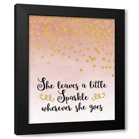 She Leaves a Little Sparkle - Pink Black Modern Wood Framed Art Print by Moss, Tara