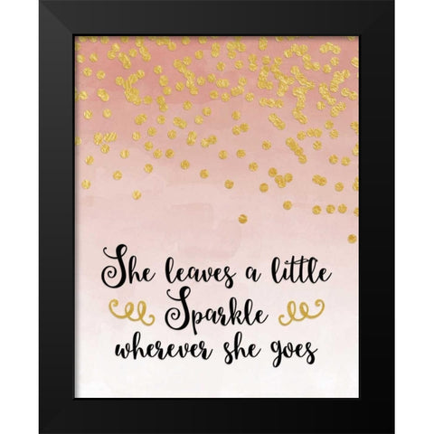 She Leaves a Little Sparkle - Pink Black Modern Wood Framed Art Print by Moss, Tara