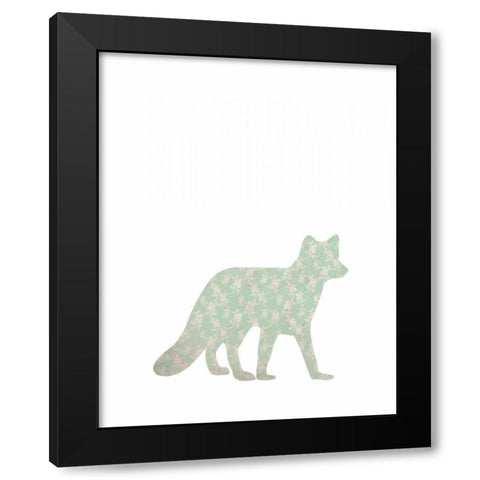 Floral Fox Black Modern Wood Framed Art Print with Double Matting by Moss, Tara