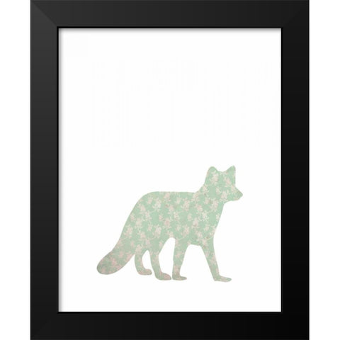 Floral Fox Black Modern Wood Framed Art Print by Moss, Tara