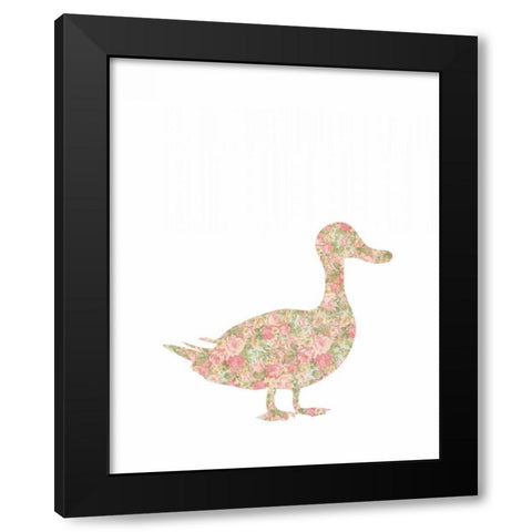 Floral Duck Black Modern Wood Framed Art Print by Moss, Tara