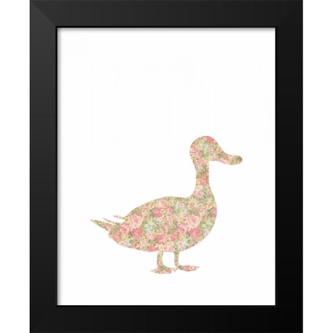 Floral Duck Black Modern Wood Framed Art Print by Moss, Tara