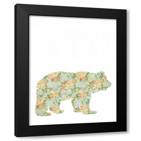 Floral Bear Black Modern Wood Framed Art Print with Double Matting by Moss, Tara