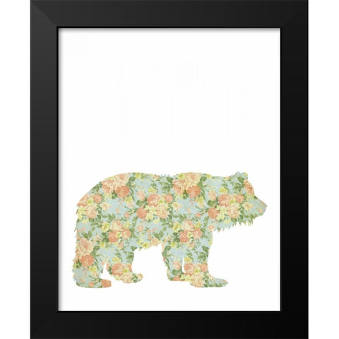 Floral Bear Black Modern Wood Framed Art Print by Moss, Tara