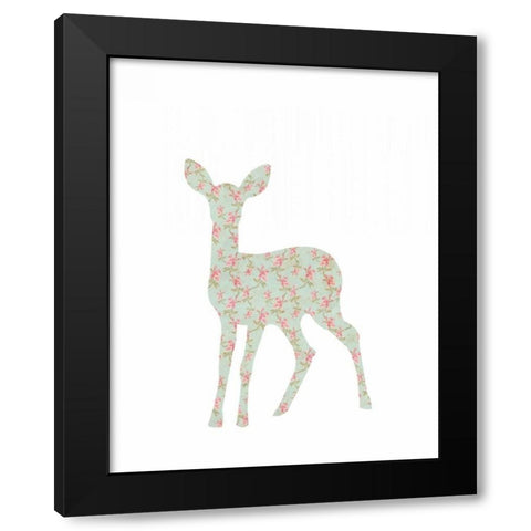 Floral Deer Black Modern Wood Framed Art Print with Double Matting by Moss, Tara