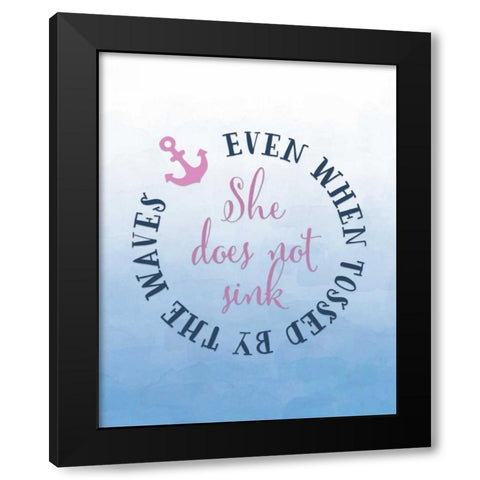 She Does Not Sink - Pink Black Modern Wood Framed Art Print with Double Matting by Moss, Tara