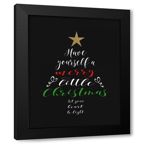 Merry Little Christmas Black Modern Wood Framed Art Print by Moss, Tara