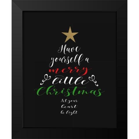 Merry Little Christmas Black Modern Wood Framed Art Print by Moss, Tara