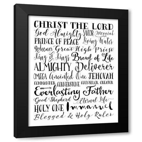 Names of God Black Modern Wood Framed Art Print by Moss, Tara
