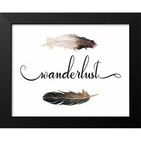 Wanderlust Feathers Black Modern Wood Framed Art Print by Moss, Tara