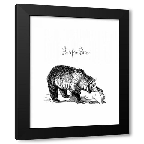 B is for Bear Black Modern Wood Framed Art Print with Double Matting by Moss, Tara