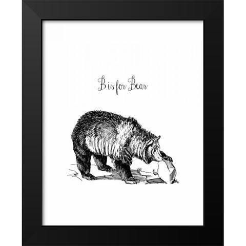 B is for Bear Black Modern Wood Framed Art Print by Moss, Tara