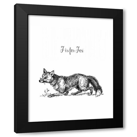 F is for Fox Black Modern Wood Framed Art Print by Moss, Tara
