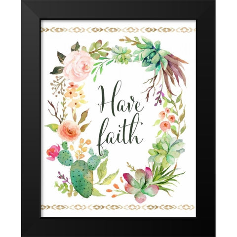 Have Faith Wreath Black Modern Wood Framed Art Print by Moss, Tara