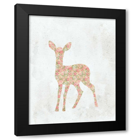 Shabby Chic Deer Black Modern Wood Framed Art Print with Double Matting by Moss, Tara