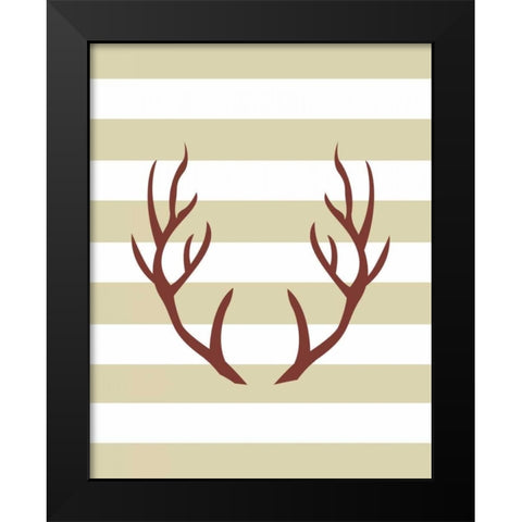 Maroon Antlers Black Modern Wood Framed Art Print by Moss, Tara