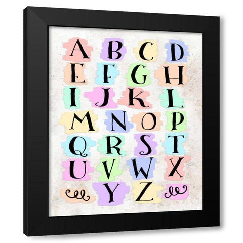 Colorful Alphabet Black Modern Wood Framed Art Print by Moss, Tara