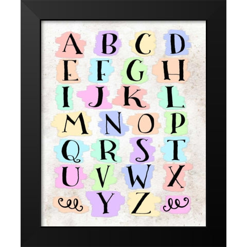 Colorful Alphabet Black Modern Wood Framed Art Print by Moss, Tara